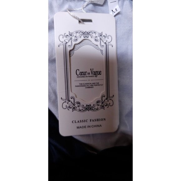 Coeur de Vague Womens Medium Blue White Yellow 3/4 Sleeve Stretch Pullover Top - Picture 10 of 11